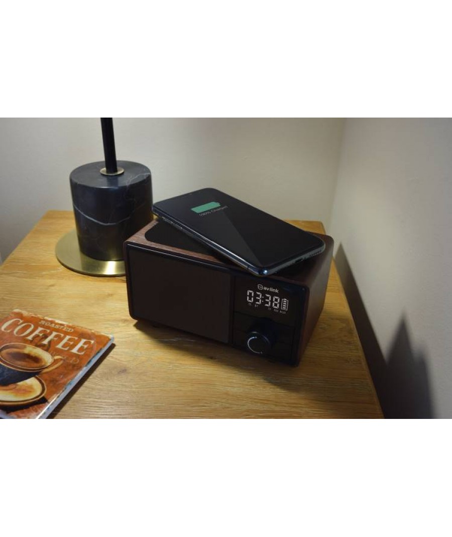AvLink Fusion Bluetooth Φορητό Ηχείο με Ρολόι, FM και Βάση Ασύρματης Φόρτισης (Τεμάχιο)